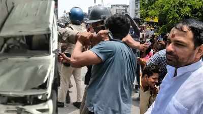 Bihar bandh: Cops, protesters clash in Aurangabad, police vehicles vandalised in Patna amid NEET row; Tej Pratap Yadav detained