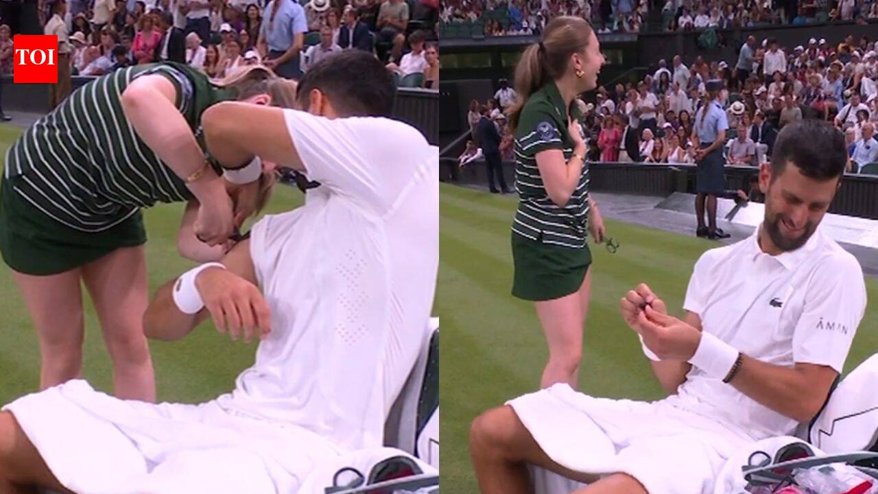 Hilarious! Novak Djokovic pranks ball girl, leaves Wimbledon crowd in splits - Watch | Tennis News