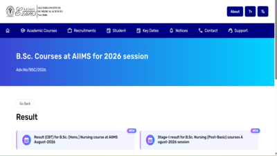 AIIMS BSc Nursing result 2026 released at aiimsexams.ac.in: Direct link to download scorecards here