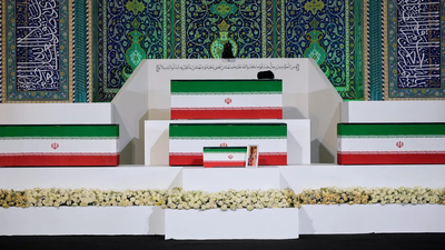 Mass grief at funeral projects hardline grip on post-war Iran