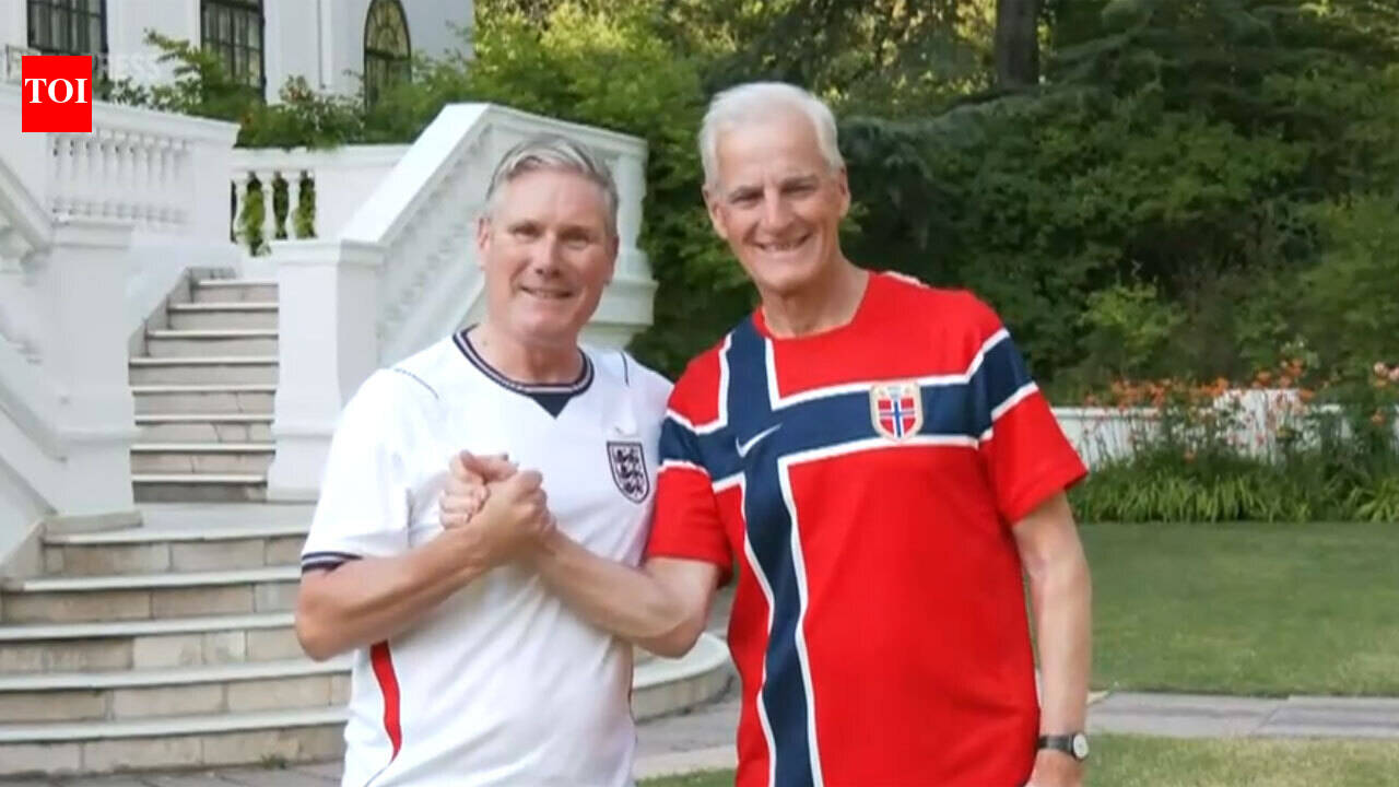 Watch: Keir Starmer, Jonas Gahr Støre swap playful World Cup jibes before England-Norway quarter-final clash | Football News