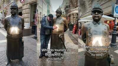 This fat policeman arrived in Budapest years ago; today, travellers rub his shiny belly for luck, money and safe journeys