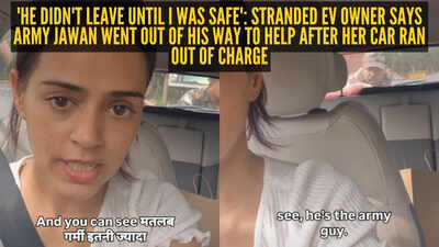 'Yeh humare desh ke jawan hain, this is Indian Army': Woman's EV dies midway, Army jawan pushes her car and refuses to leave until she's safe