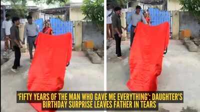 ‘Fifty years of the man who gave me everything’: Daughter's birthday surprise leaves father in tears