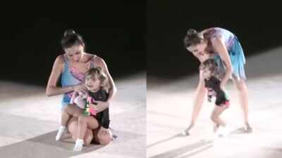 A 2-year-old joined her Russian gymnast mom on stage: What happened next left the audience in awe