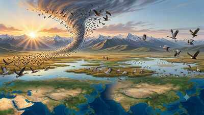 Millions of birds follow a 9,000-kilometre invisible highway every year, crossing mountains, deserts and oceans without a map