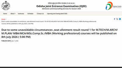 OJEE Counselling 2026 round 1 PG seat allotment result to be released today at 5 pm