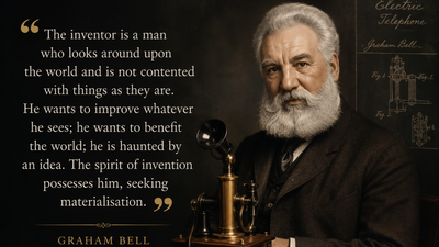 Quote of the day by Alexander Graham Bell: Why "The inventor is a man who looks around upon.." celebrates the power of curiosity and innovation