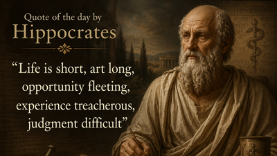 Quote of the day by Hippocrates: Why "Life is short, art long, opportunity fleeting, experience …" remains timeless