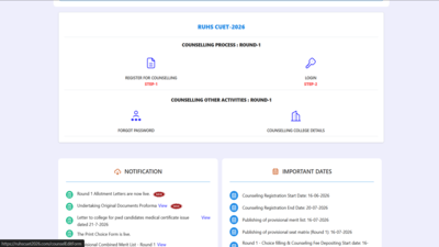 RUHS CUET round 1 seat allotment result 2026 released at ruhscuet2026.com: Direct link to download here