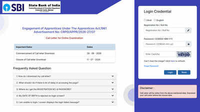 SBI Apprentice admit card released for 7,150 posts, written examination on July 11: Download hall ticket here