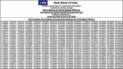 SBI CBO Final Result 2026 declared at sbi.bank.in, download merit list PDF here