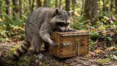 Scientists gave wild raccoons four-lock puzzle boxes to test their problem-solving skills, but the animals opened them using completely different techniques