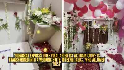 ‘Suhagrat Express’ goes viral after 1st AC train coupe is transformed into a wedding suite; internet asks, ‘Who allowed this?’ |