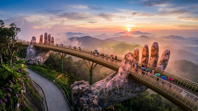 This Vietnamese Golden Bridge appears to be held up by giant stone hands: The architectural marvel attracting millions