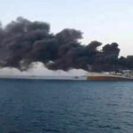 Container ship catches fire off Oman coast hours after US strike; British crew escapes on lifeboat
