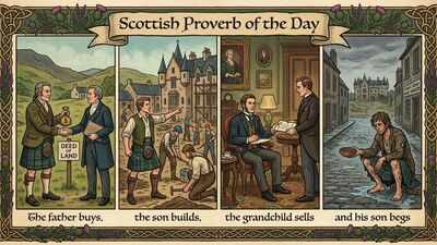 Scottish proverb of the day: "The father buys, the son builds, the grandchild sells and his son begs" - an enduring lesson on preserving success across generations