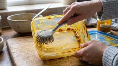 How to remove stubborn turmeric stains from containers and hands using simple home remedies