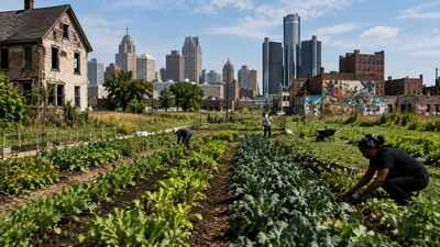 Detroit was built for 2 million people, but its shrinking population turned abandoned lots into one of America's largest urban farming movements