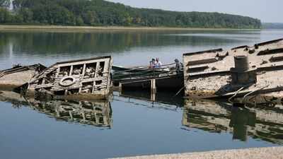 Danube River reveals Nazi warships hidden underwater for 80 years: Record-low water levels are exposing the World War II wrecks near Serbia