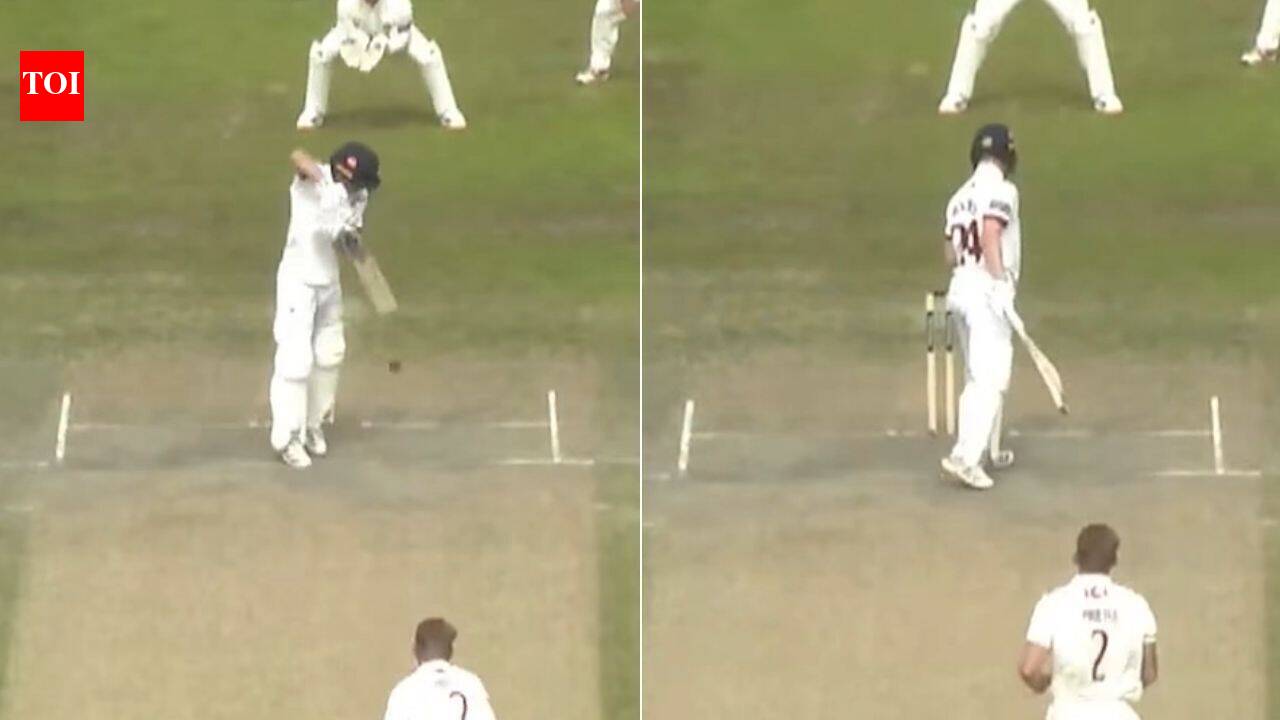 'One tip one hand': English batter out in bizarre fashion in County match - Watch | Cricket News