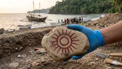 4,000-year-old painted stone in Indonesia reveals symbolic art carried by ancient Austronesian maritime voyagers