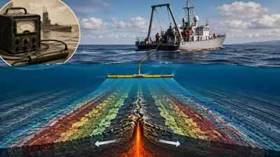 A World War II submarine detector was later used to map magnetic stripes on the seafloor, helping scientists prove that Earth’s tectonic plates move
