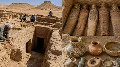 Egyptian archaeologists discover 3 tombs in Bahariya Oasis with 5 mummies, and Roman-era remains