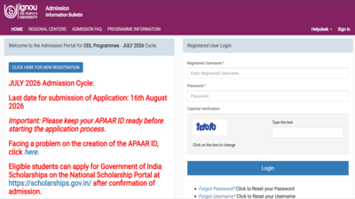 IGNOU July 2026 admission deadline extended: Check complete details and direct link to apply here