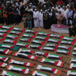 Gaza mass funeral for 112 Palestinians, including dozens of children, recovered from 2023 strike