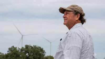 A West Texas rancher rejected wind turbines twice before agreeing to 7 on his family ranch; the royalties now help pay for feed and workers and keep the operation running