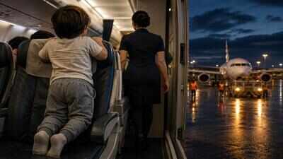 A young child could not be safely secured on a flight from Victoria to Toronto; the aircraft turned back and left passengers stranded overnight in British Columbia