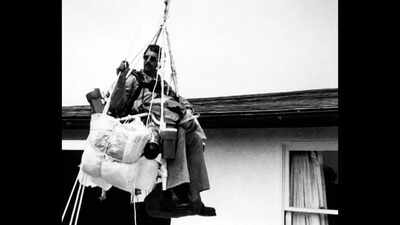 In 1982, Larry Walters floated in the sky for 45 minutes in his lawn chair tied to 42 balloons; 11 years later, he shot himself to death