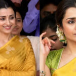 Trisha Krishnan keeps it classic in a mustard saree as she attends CM Vijay’s first Independence Day ceremony
