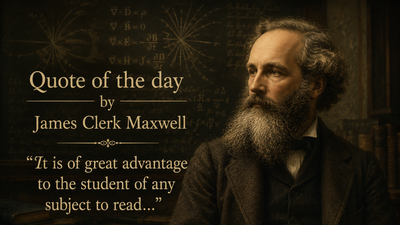 Quote of the day by James Clerk Maxwell: “It is of great advantage to the student of any subject to read…” - powerful lesson on learning from original ideas and discoveries