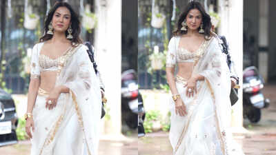 Sonal Chauhan’s ethereal white saree look at Mirzapur: The Movie trailer launch is proof that simplicity still wins