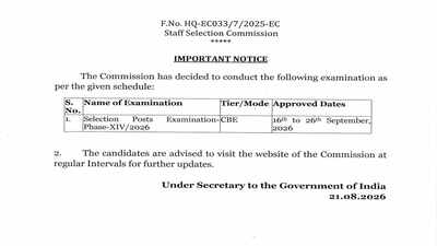 SSC Selection Post Phase 14  exam 2026 dates announced: Check complete schedule here