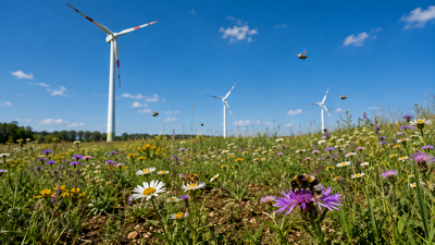 The ground beneath 394-foot wind turbines in Poland became unexpected nesting and feeding grounds for wild bees in farmland