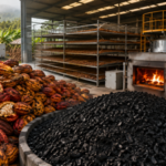 Vietnamese cocoa processor converts 5,000 tons of discarded pods into biochar and clean energy, turning cocoa waste into heat that cuts drying time from 15 days to 7