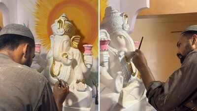 Viral video: ‘Kaun Hindu, kaun Muslim?’ Muslim artist paints Ganapati idol for Marathi family in Karachi