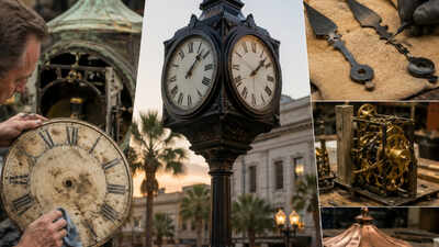 A Florida clock survived nearly a century outdoors; one clockmaker has now spent about 700 hours restoring its 95-year-old hands, dial and metalwork